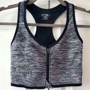 Zip Sports Bra Danskin Now size L gray & black zip closure